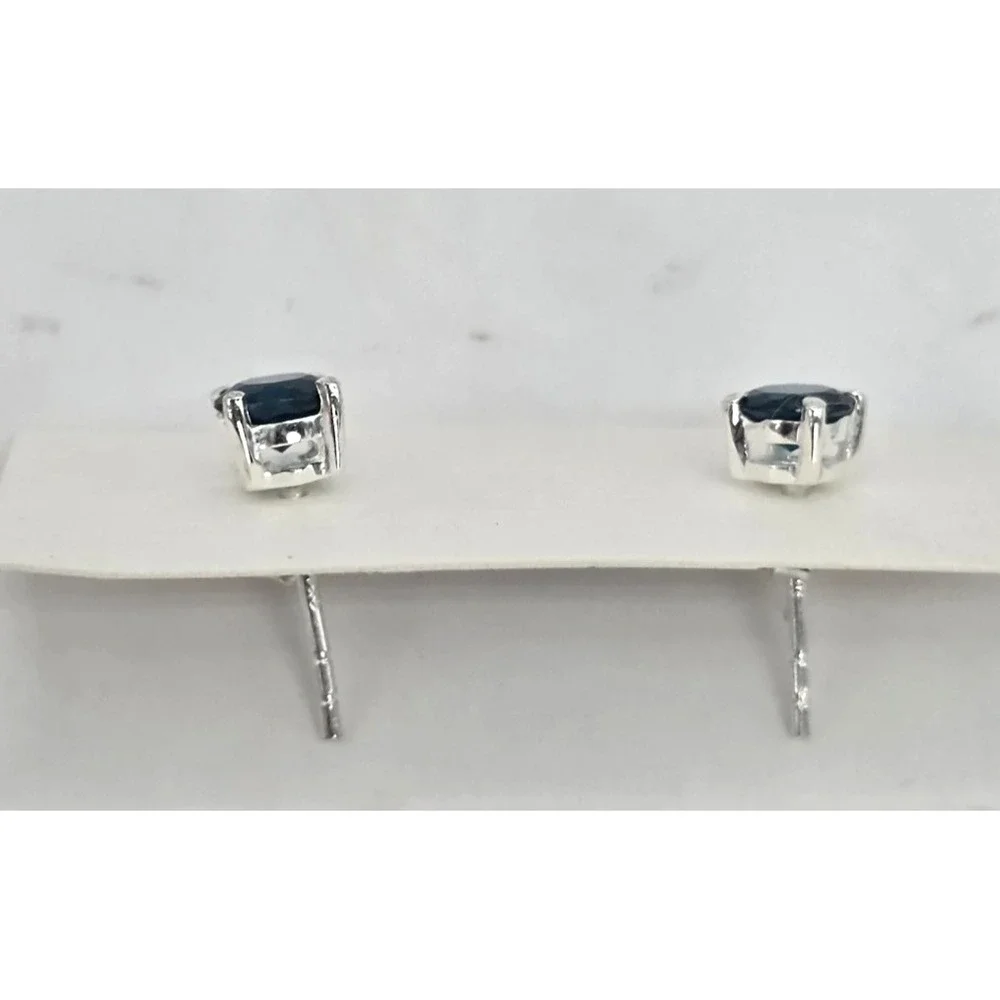 Roman Glass Teal Blue‎ Stud Earrings 5mm Round Faceted Sterling Silver 925 Posts